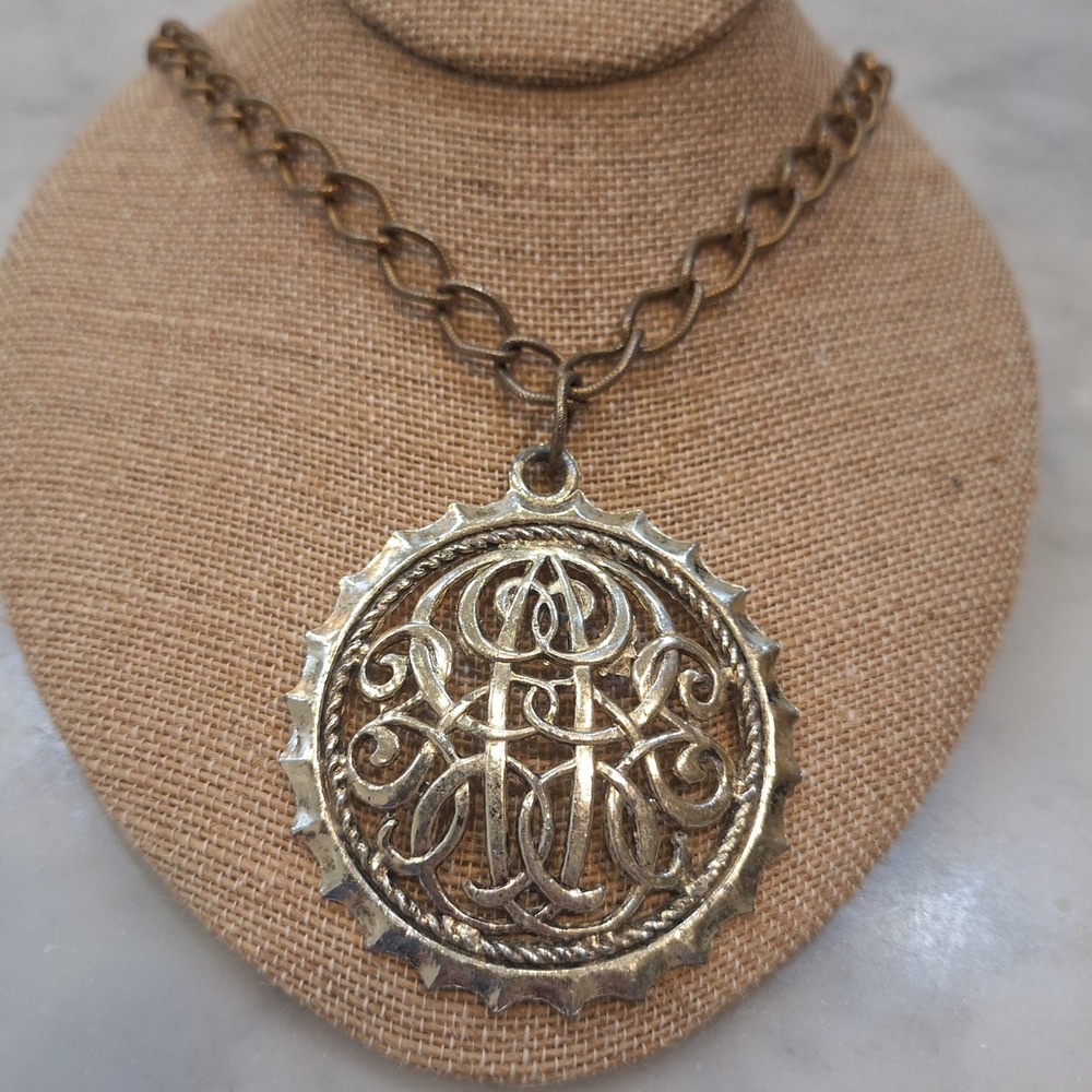 Vintage Pendant Necklace Silver Color Filigree Statement Boho Gothic Regal Pc